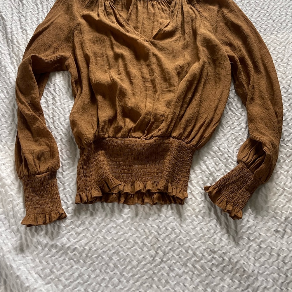 Brown Long Sleeve Blouse